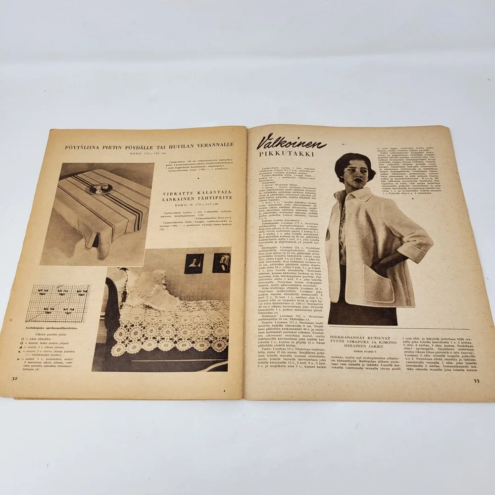 Vintage 1954 Virkkaus- ja neuletyöt Finnish Knitting Crochet‎ Fashion Magazine